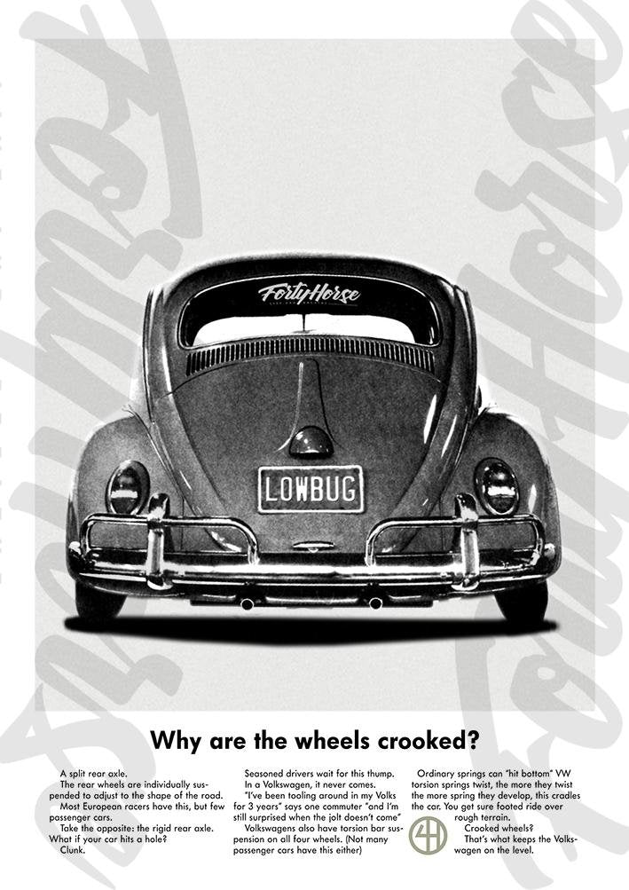 VW Poster - Beetle Crooked Wheels – Forty Horse