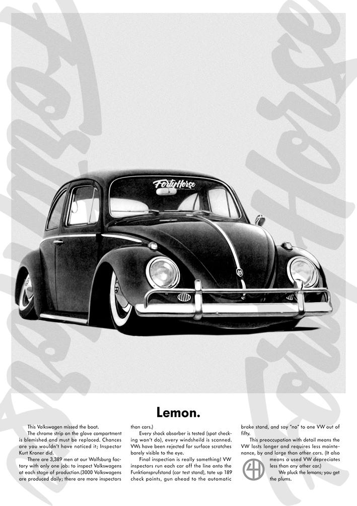 VW Poster - Beetle Lemon – Forty Horse
