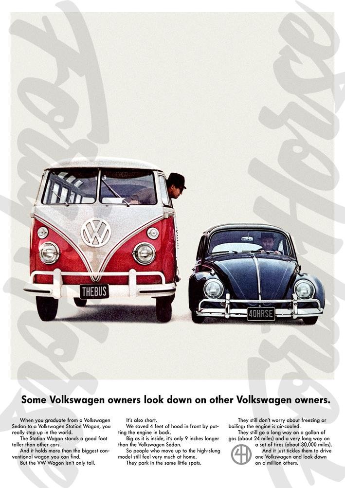 VW Poster - Split Beetle Looking Down