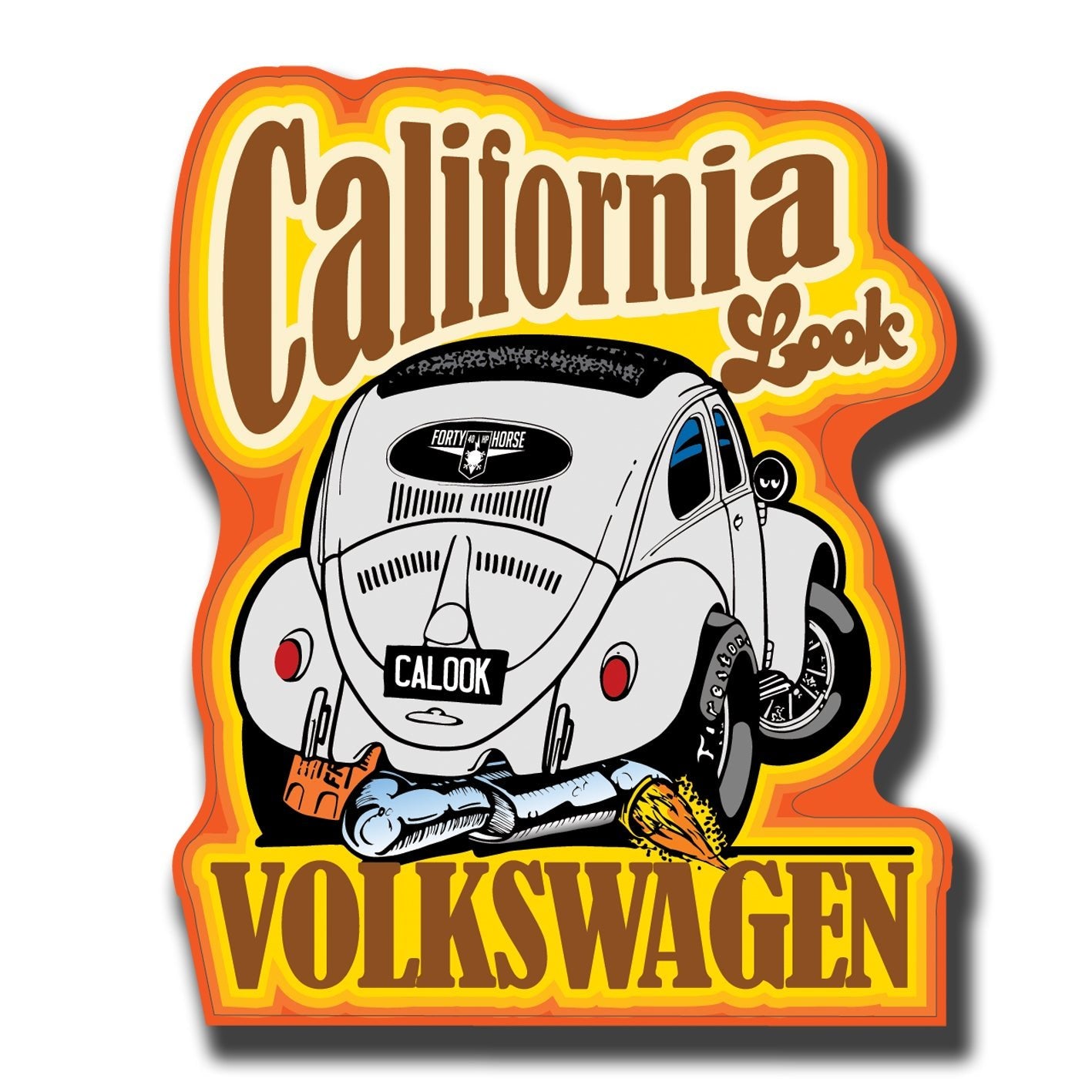 Retro Cal Look Beetle Sticker – Forty Horse
