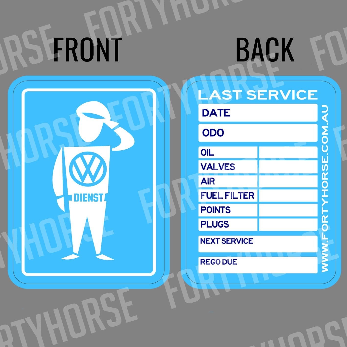 VW Service Sticker – Forty Horse
